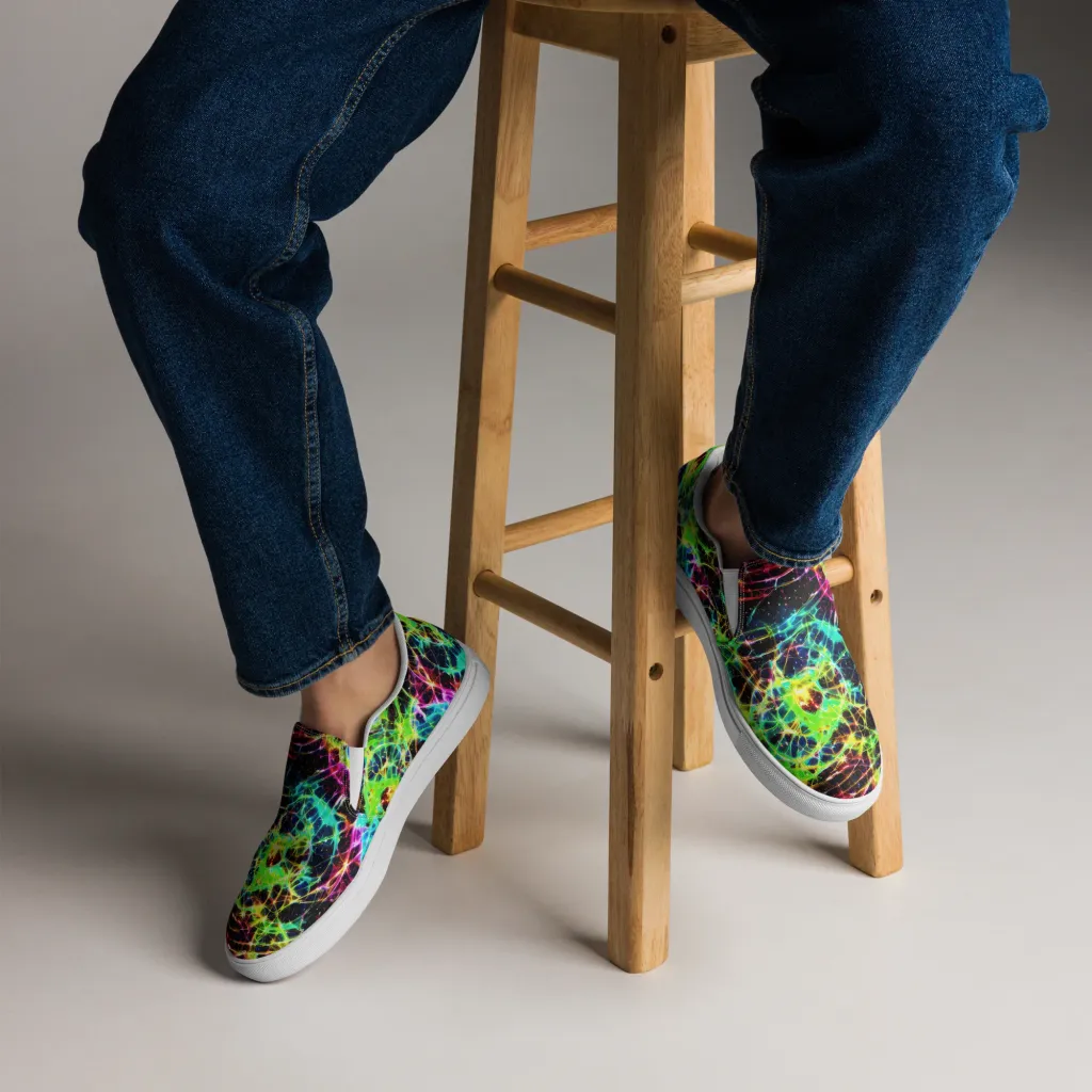 Galactic Tangled Light on Men's Slip-On Canvas Shoes — Front