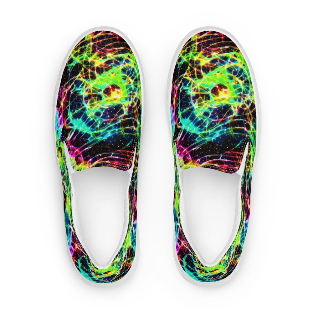 Galactic Tangled Light on Women's Slip-On Canvas Shoes — Front