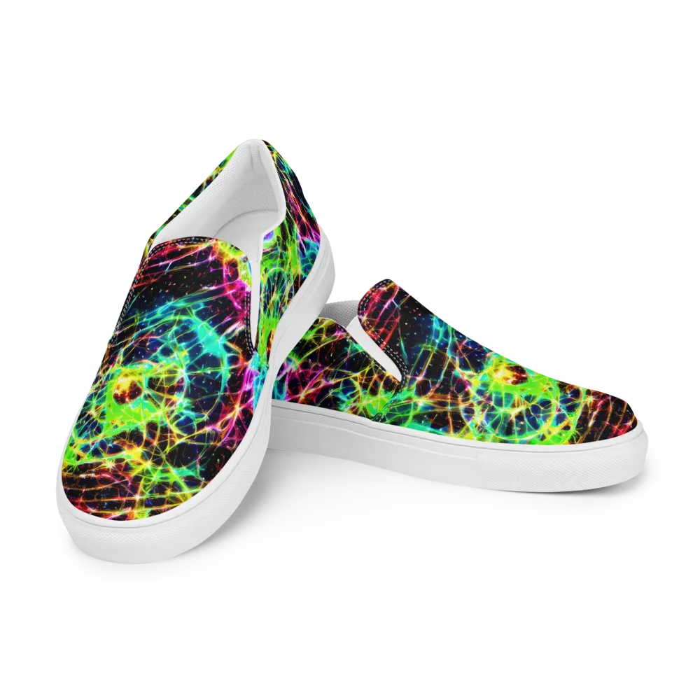 Galactic Tangled Light on Women's Slip-On Canvas Shoes — Left Front