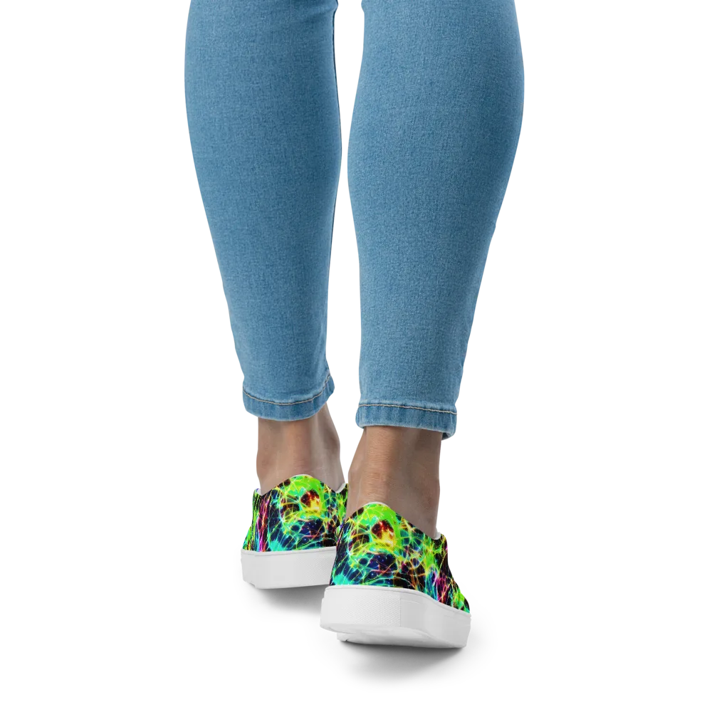 Galactic Tangled Light on Women's Slip-On Canvas Shoes — Back