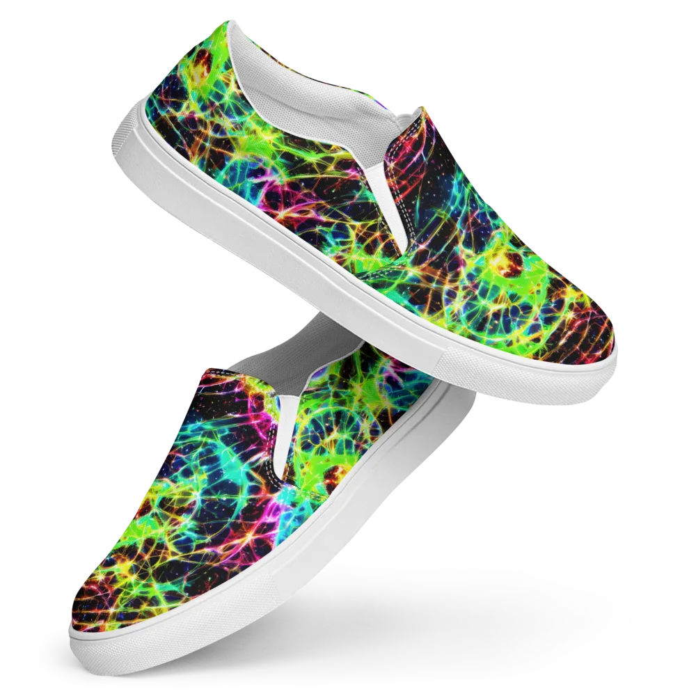 Galactic Tangled Light on Women's Slip-On Canvas Shoes — Front
