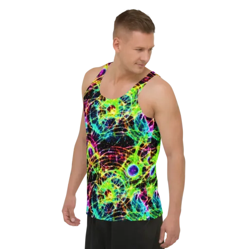 Galactic Tangled Light on a Men's Tank Top