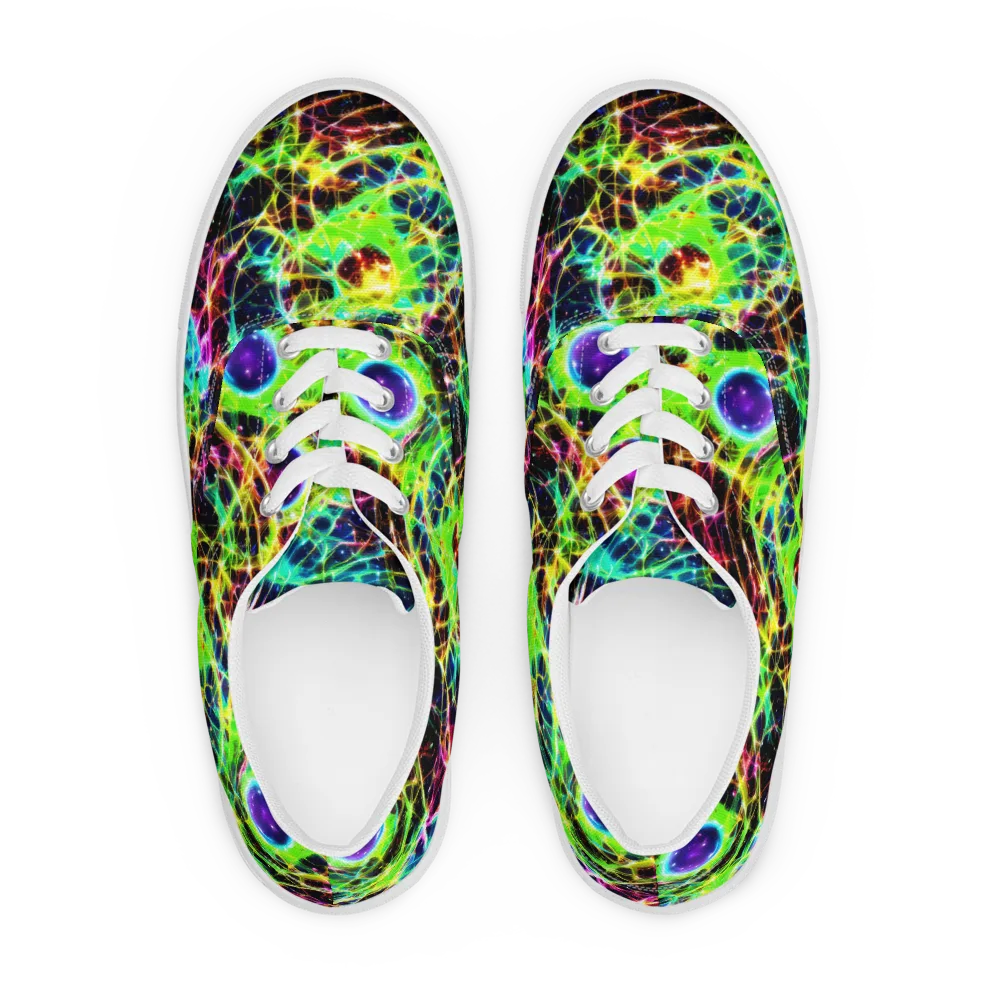 Galactic Tangled Light on Men's Lace-Up Canvas Shoes — Front