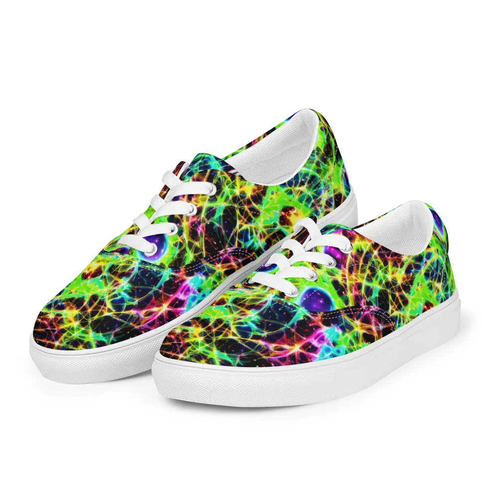 Galactic Tangled Light on Men's Lace-Up Canvas Shoes — Left Front