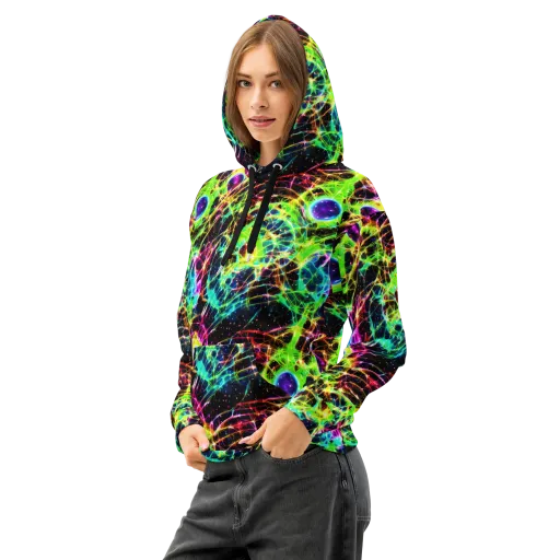 Galactic Tangled Light on a Cotton Hoodie