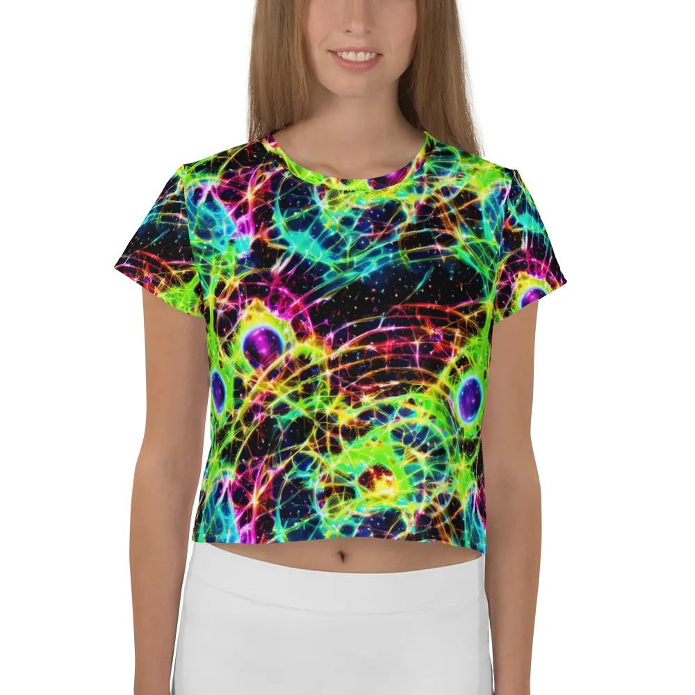 Galactic Tangled Light on Crop Tee — Front