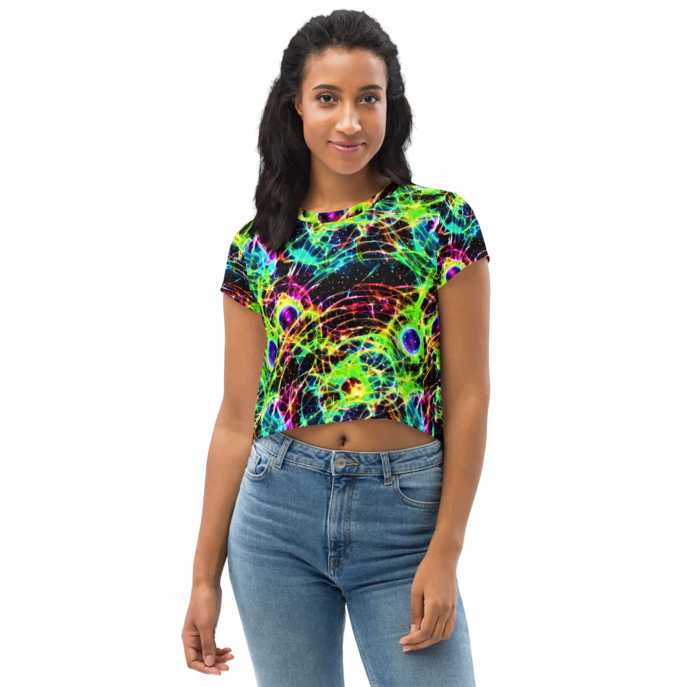 Galactic Tangled Light on Crop Tee — Front