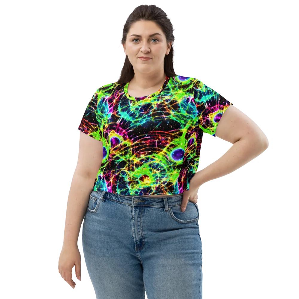 Galactic Tangled Light on Crop Tee — Front
