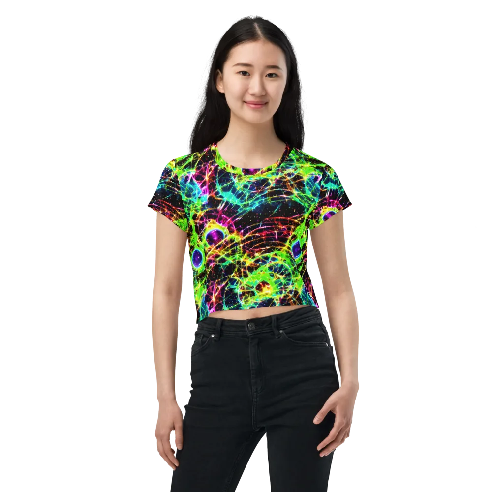 Galactic Tangled Light on Crop Tee — Front