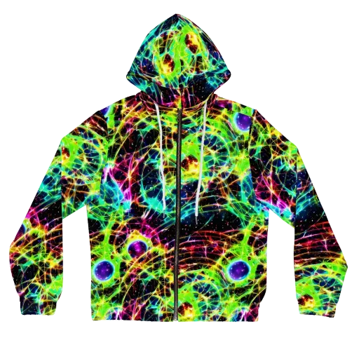 Galactic Tangled Light on a Women's Full-Zip Hoodie