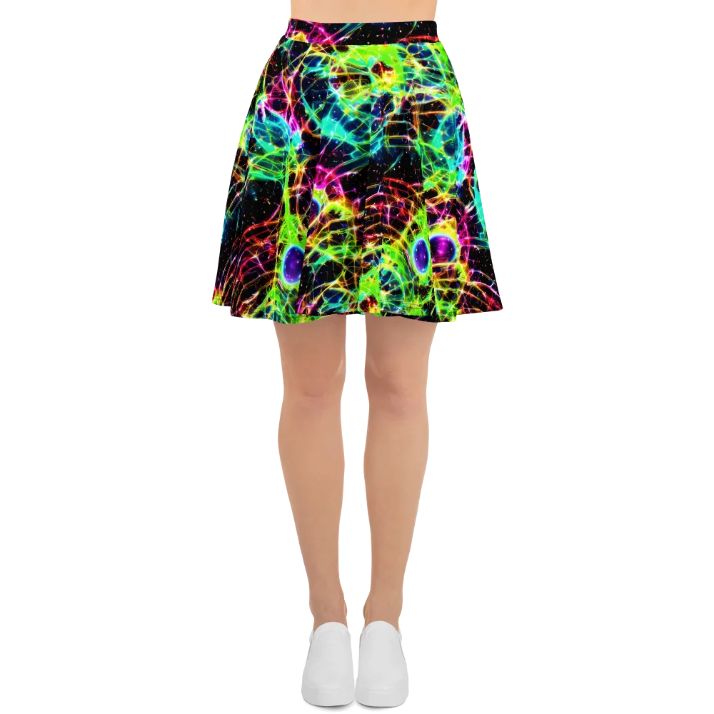 Galactic Tangled Light on Skater Skirt — Front