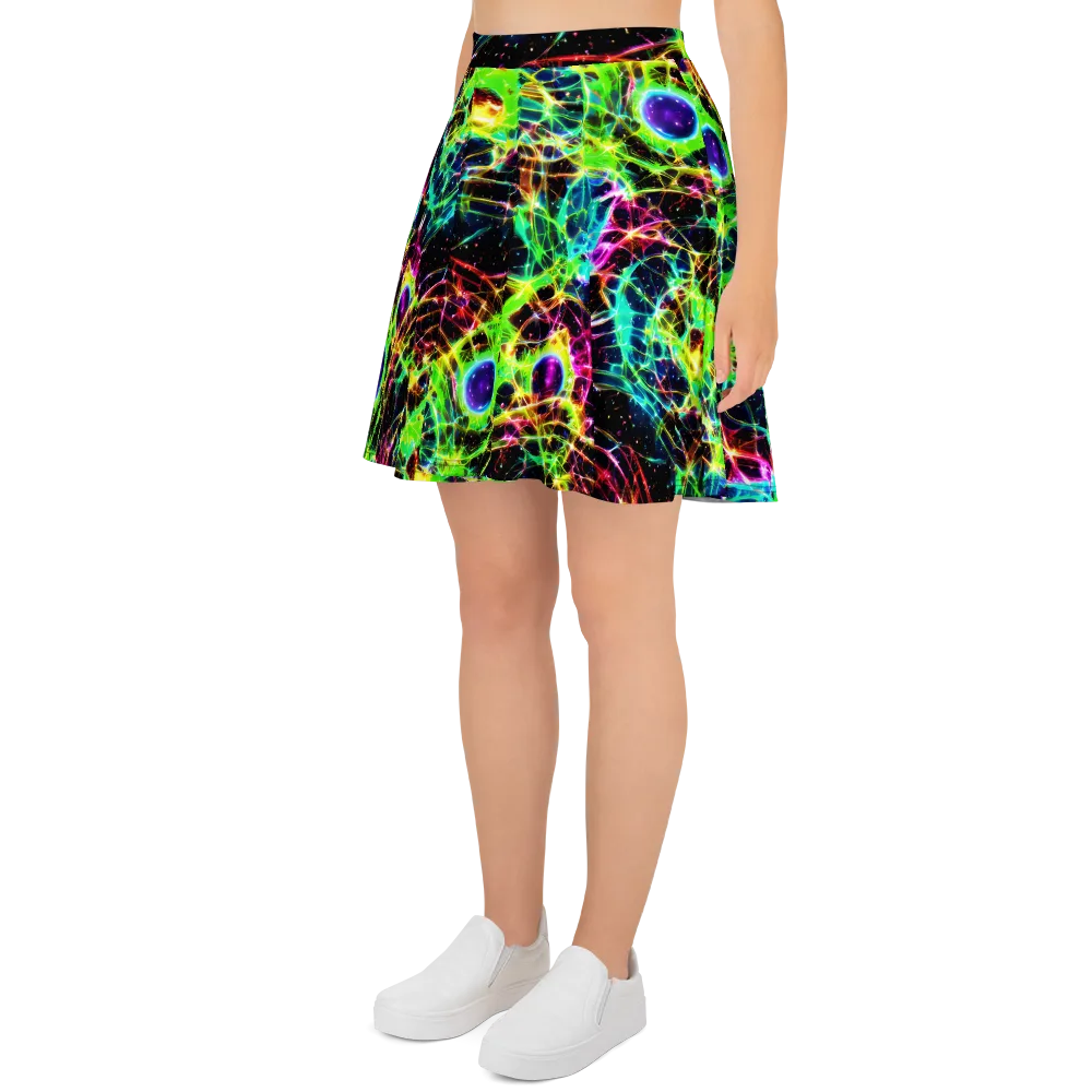Galactic Tangled Light on Skater Skirt — Left