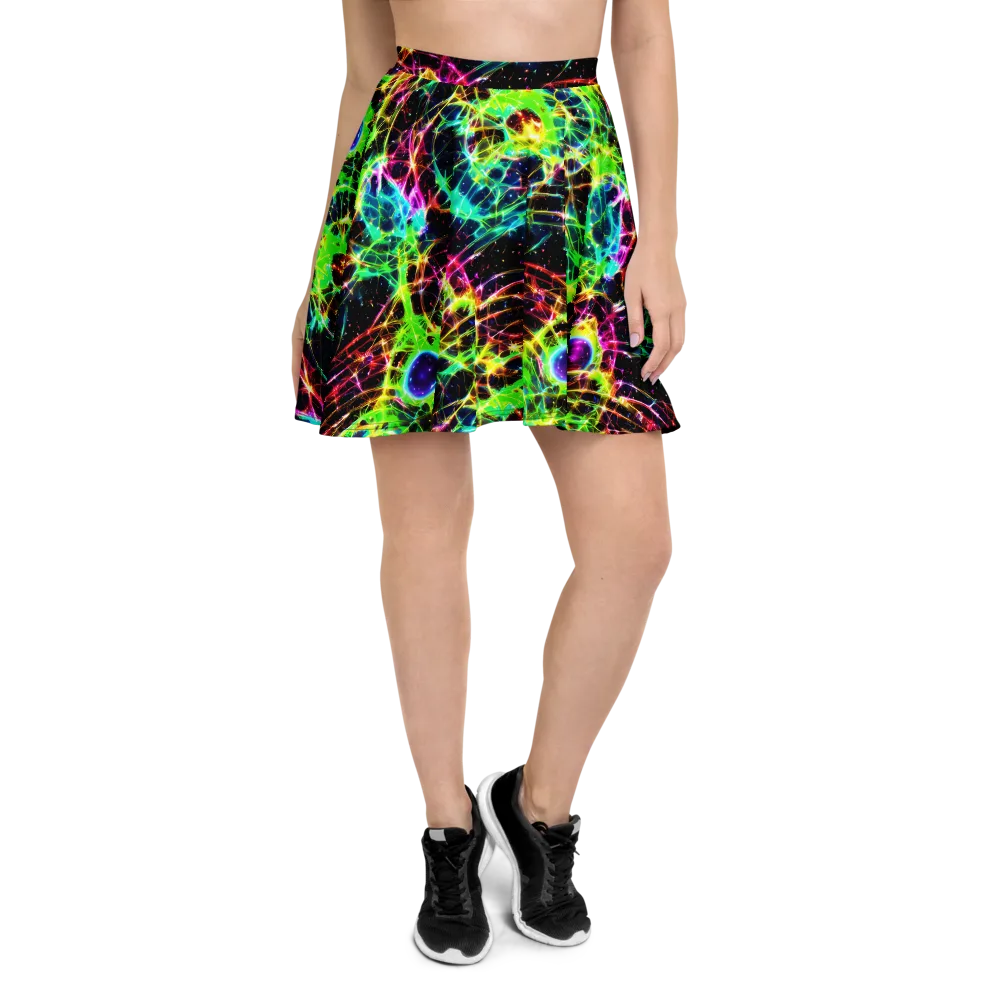 Galactic Tangled Light on Skater Skirt — Front