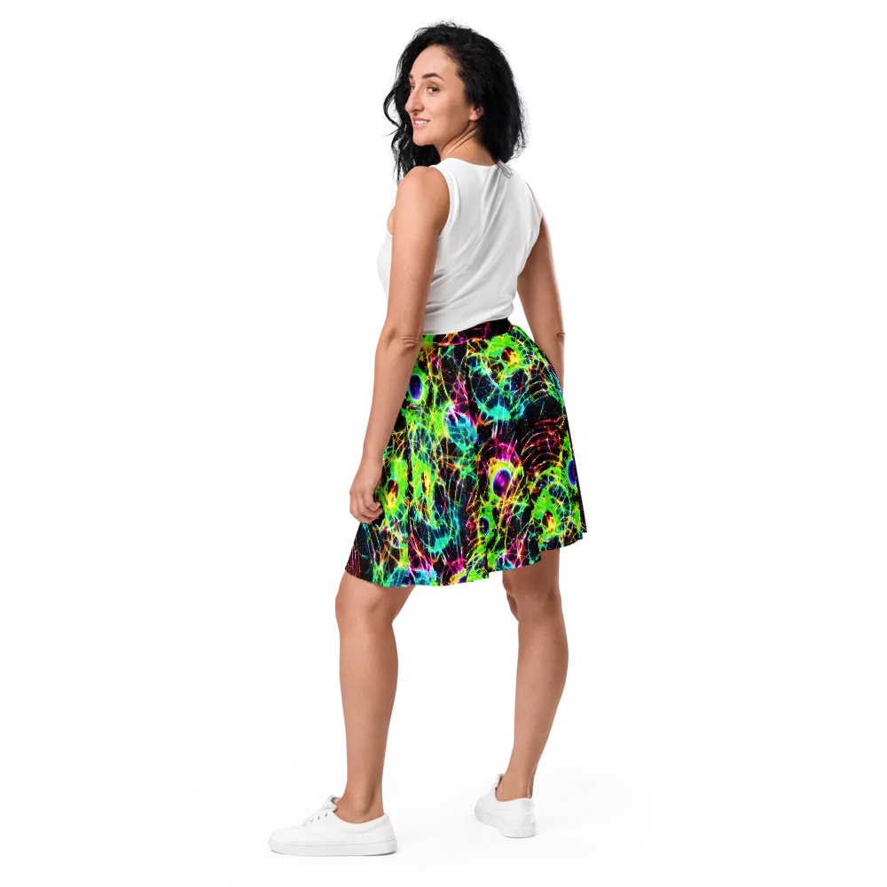 Galactic Tangled Light on Skater Skirt — Back