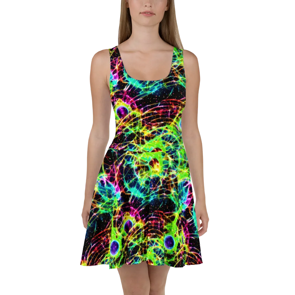 Galactic Tangled Light on Skater Dress — Front