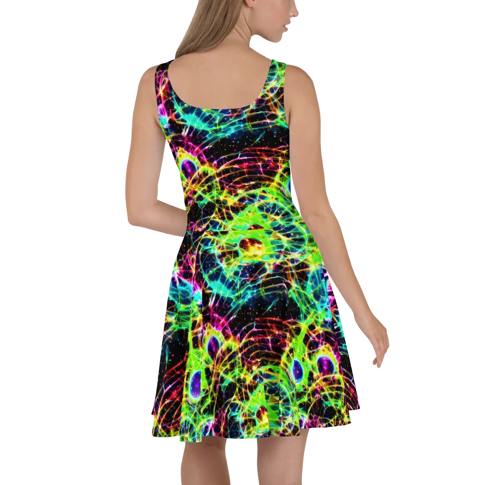 Galactic Tangled Light on Skater Dress — Back