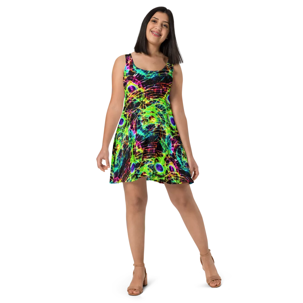 Galactic Tangled Light on Skater Dress — Front