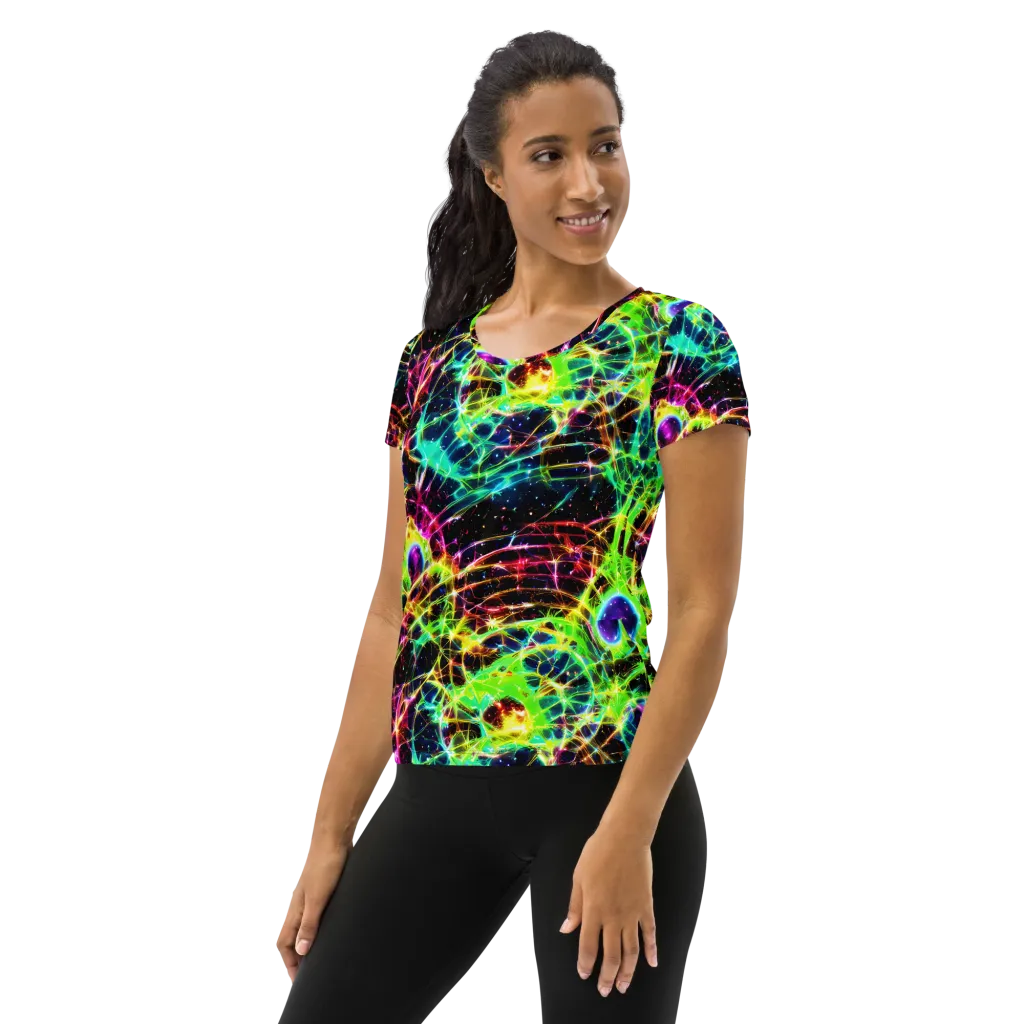 Galactic Tangled Light on Women's Athletic T-Shirt — Left