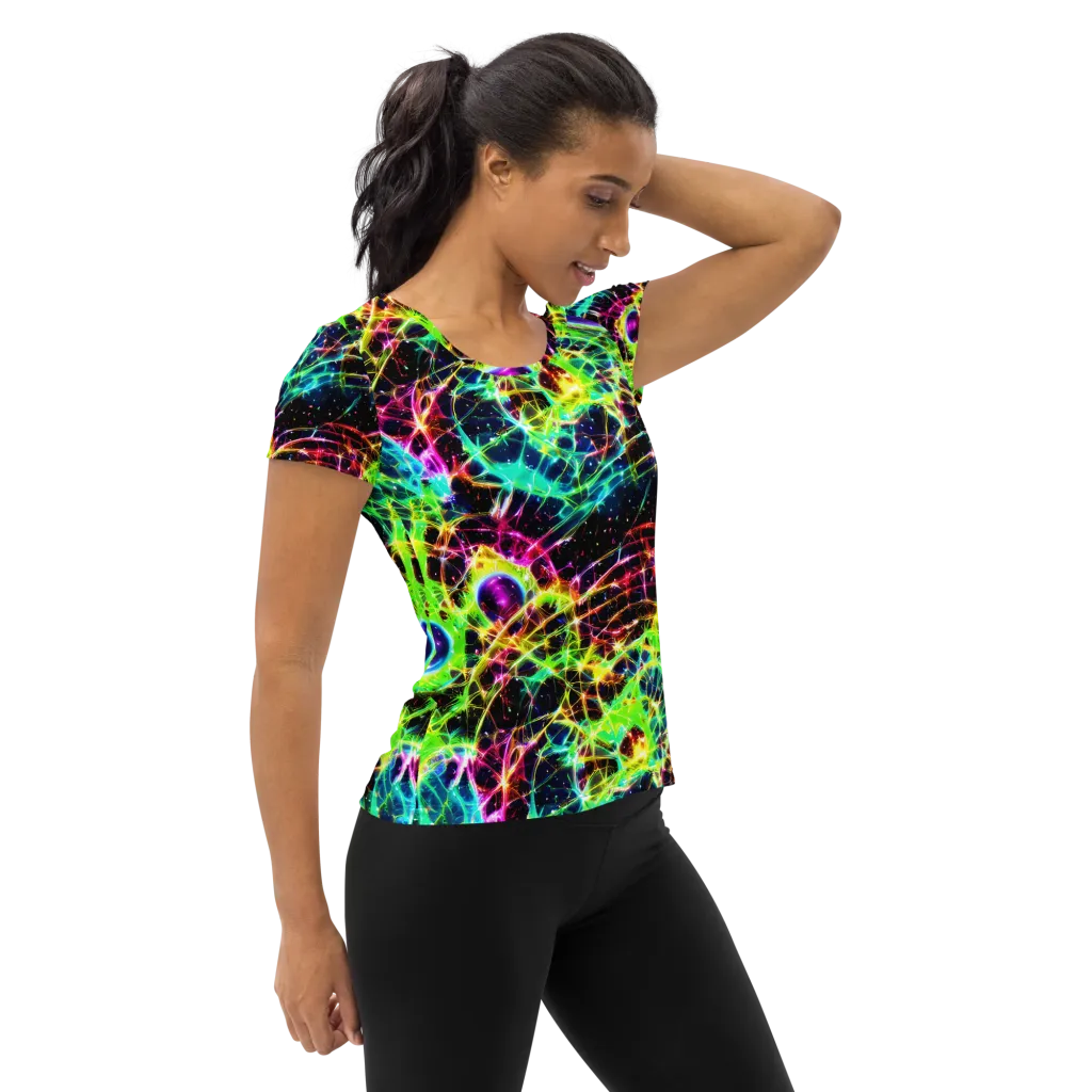 Galactic Tangled Light on Women's Athletic T-Shirt — Right