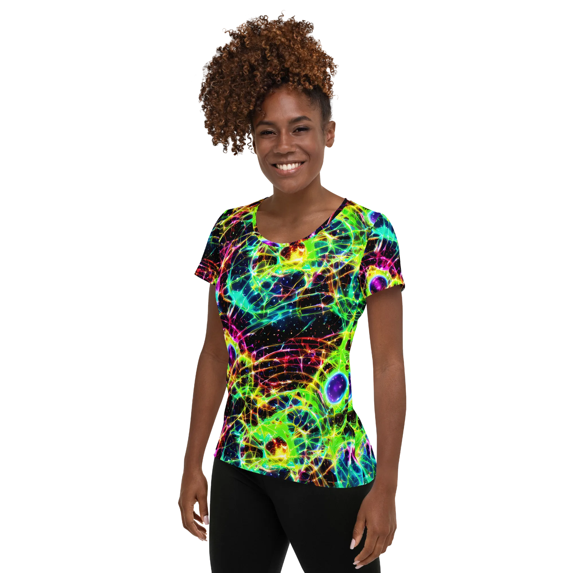 Galactic Tangled Light on Women's Athletic T-Shirt — Left