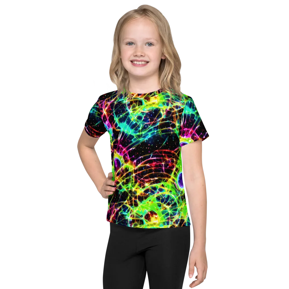 Galactic Tangled Light on Kids Crew Neck T-Shirt — Front