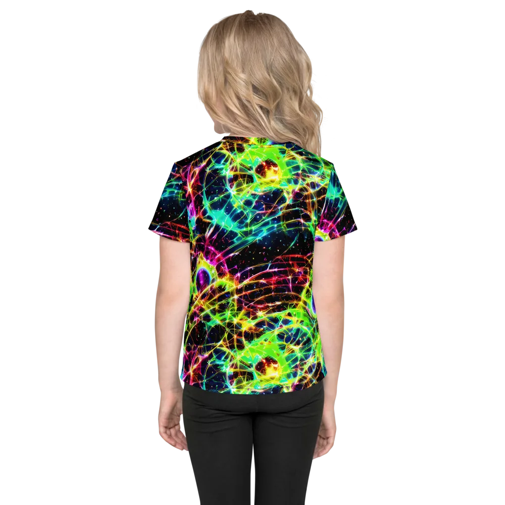 Galactic Tangled Light on Kids Crew Neck T-Shirt — Back
