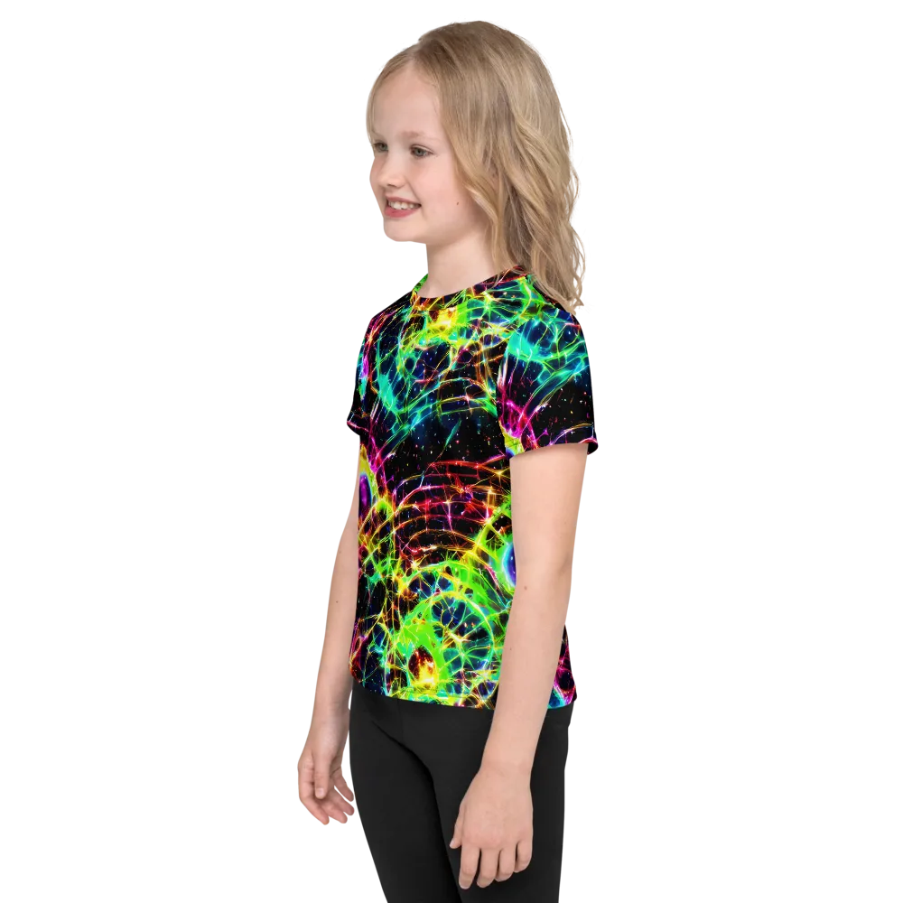 Galactic Tangled Light on Kids Crew Neck T-Shirt — Left