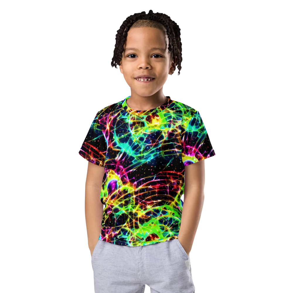 Galactic Tangled Light on Kids Crew Neck T-Shirt — Front