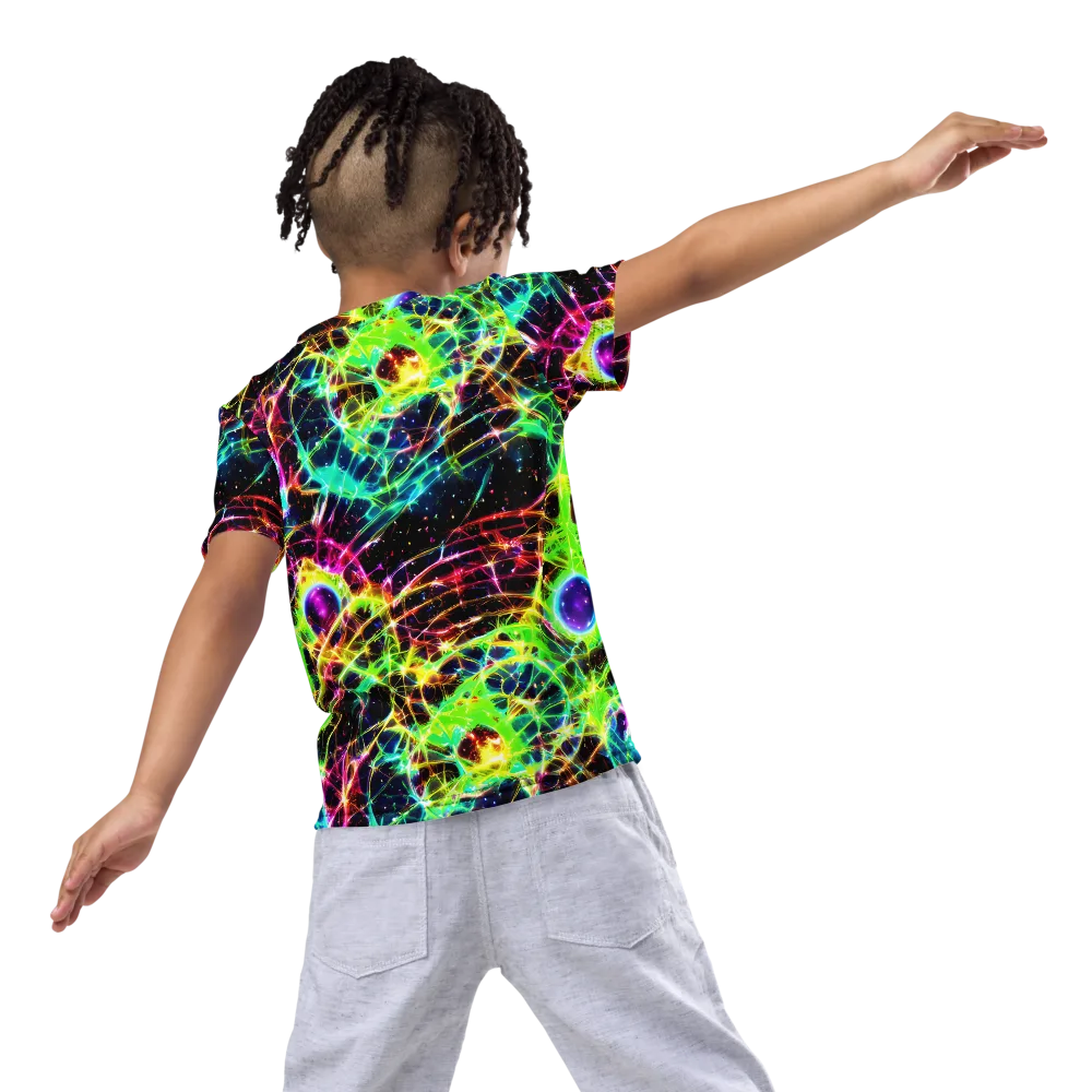 Galactic Tangled Light on Kids Crew Neck T-Shirt — Back