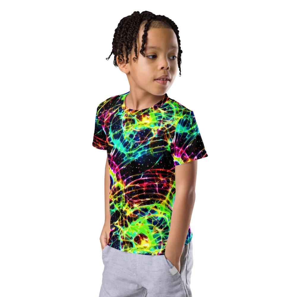 Galactic Tangled Light on Kids Crew Neck T-Shirt — Left Front