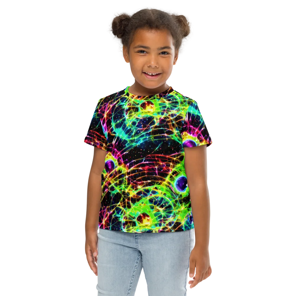 Galactic Tangled Light on Kids Crew Neck T-Shirt — Front