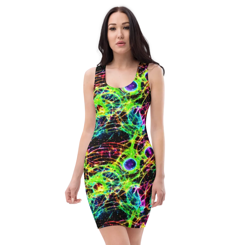 Galactic Tangled Light on Bodycon Dress — Front