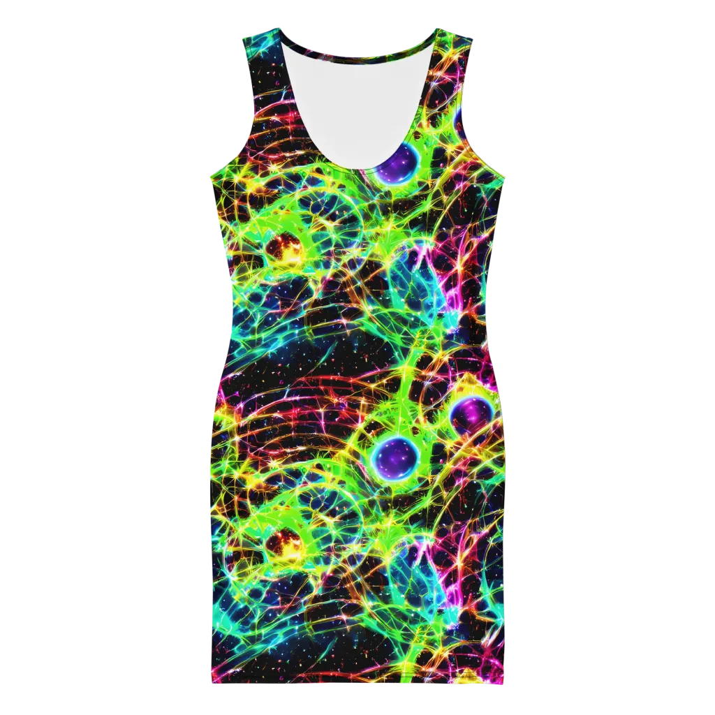 Galactic Tangled Light on Bodycon Dress — Front