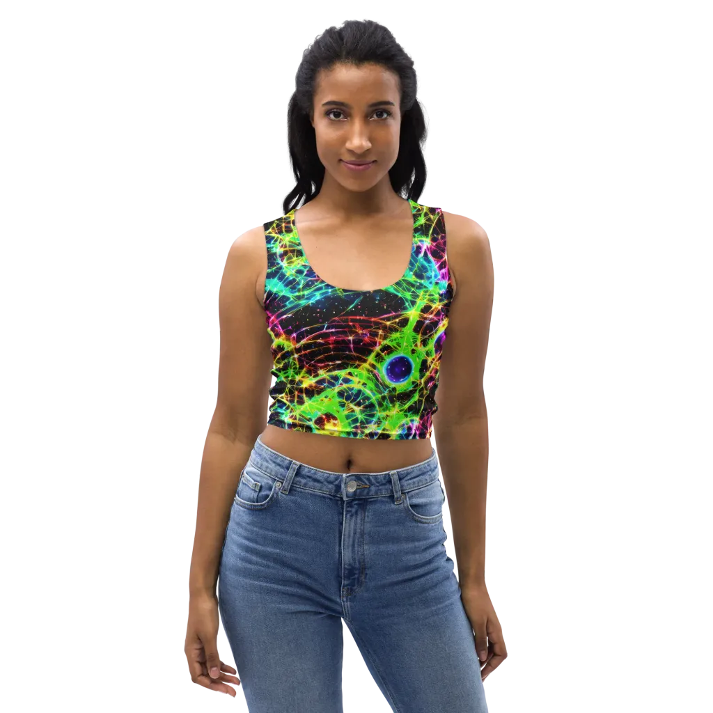 Galactic Tangled Light on Crop Top — Front