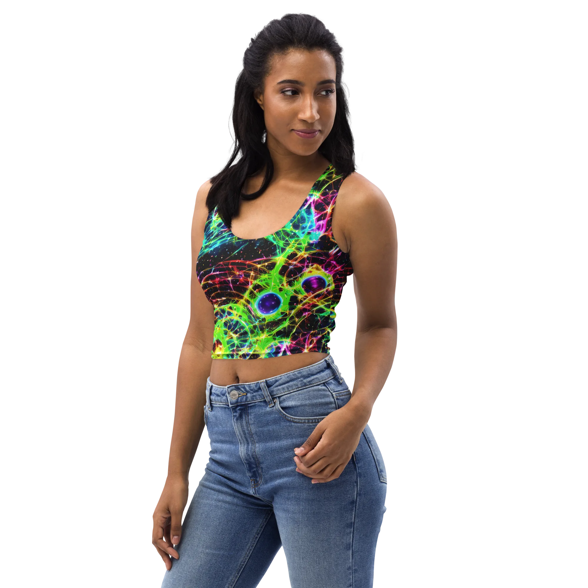 Galactic Tangled Light on Crop Top — Left Front