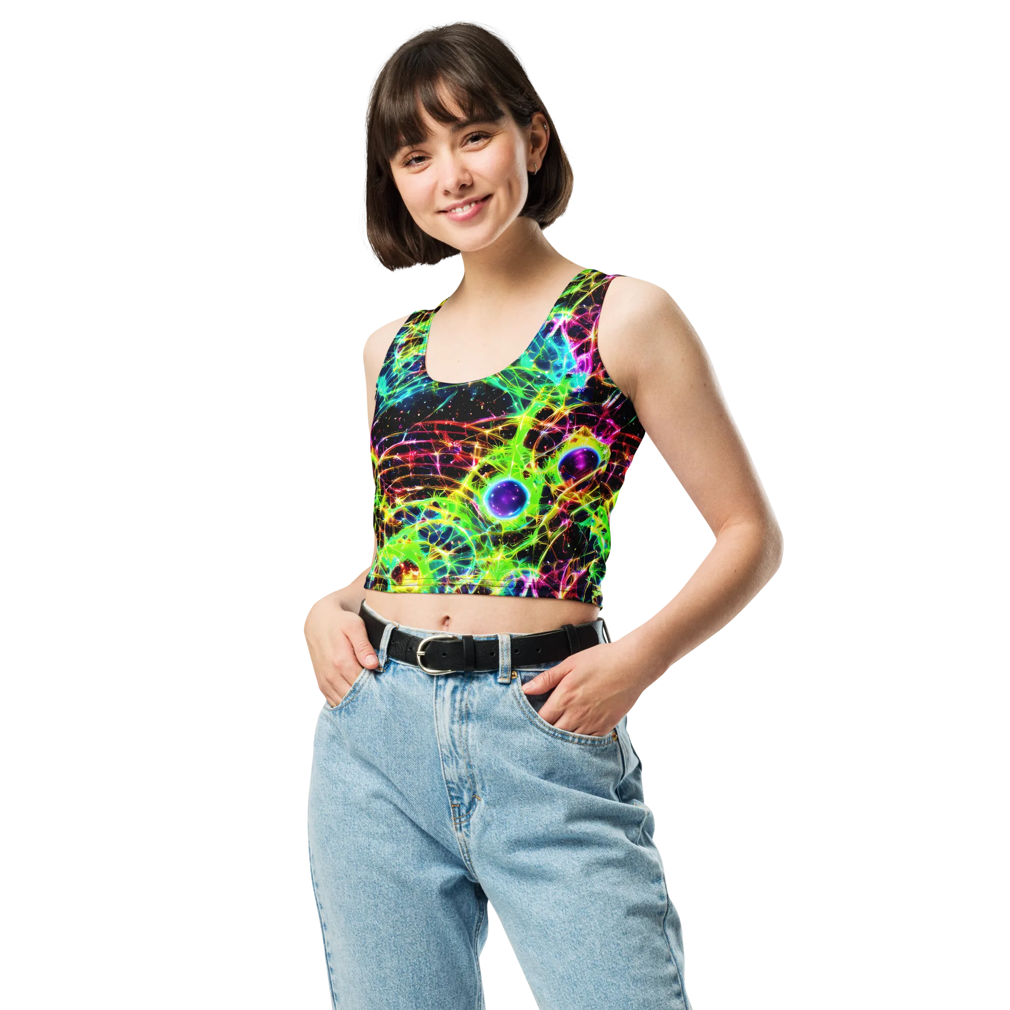 Galactic Tangled Light on Crop Top — Front