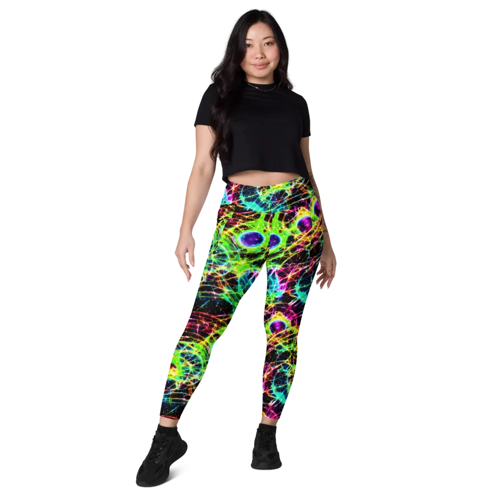 Galactic Tangled Light on Leggings with Pockets — Front