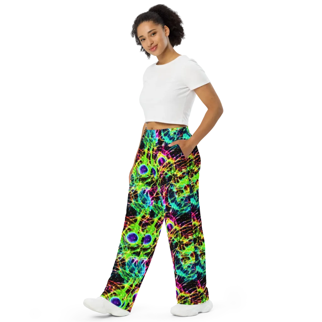 Galactic Tangled Light on Wide-Leg Pants — Left Front