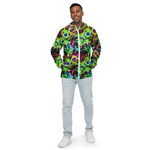 Galactic Tangled Light on a Men's Windbreaker