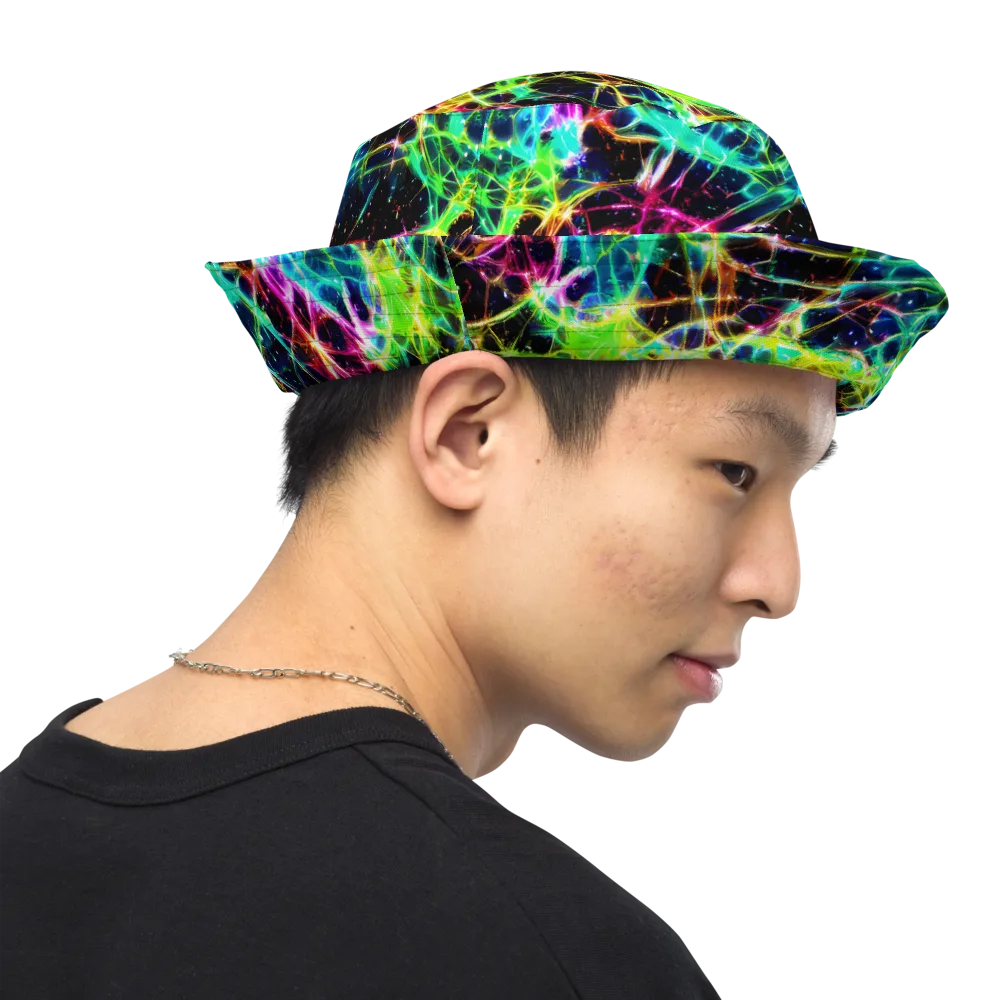 Galactic Tangled Light on Reversible Bucket Hat — Right Outside