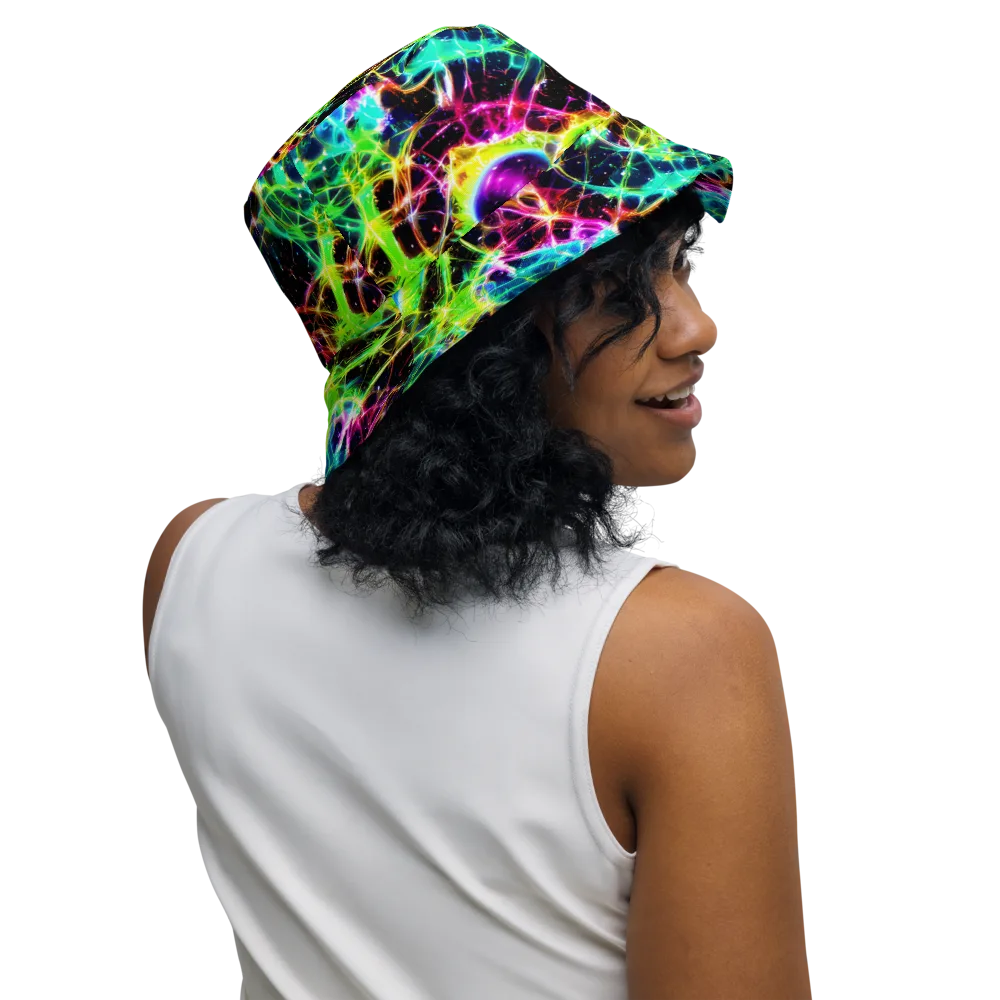Galactic Tangled Light on Reversible Bucket Hat — Right Outside