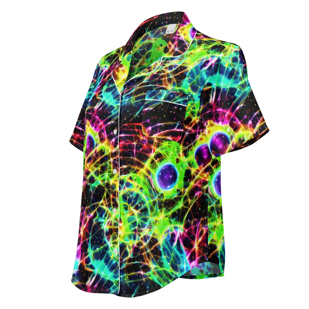 Galactic Tangled Light on Women's Short Sleeve Pajama Top — Left Front