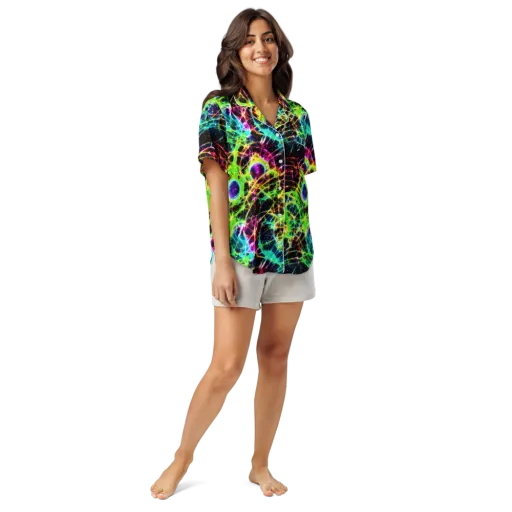 Galactic Tangled Light on a Women's Short Sleeve Pajama Top