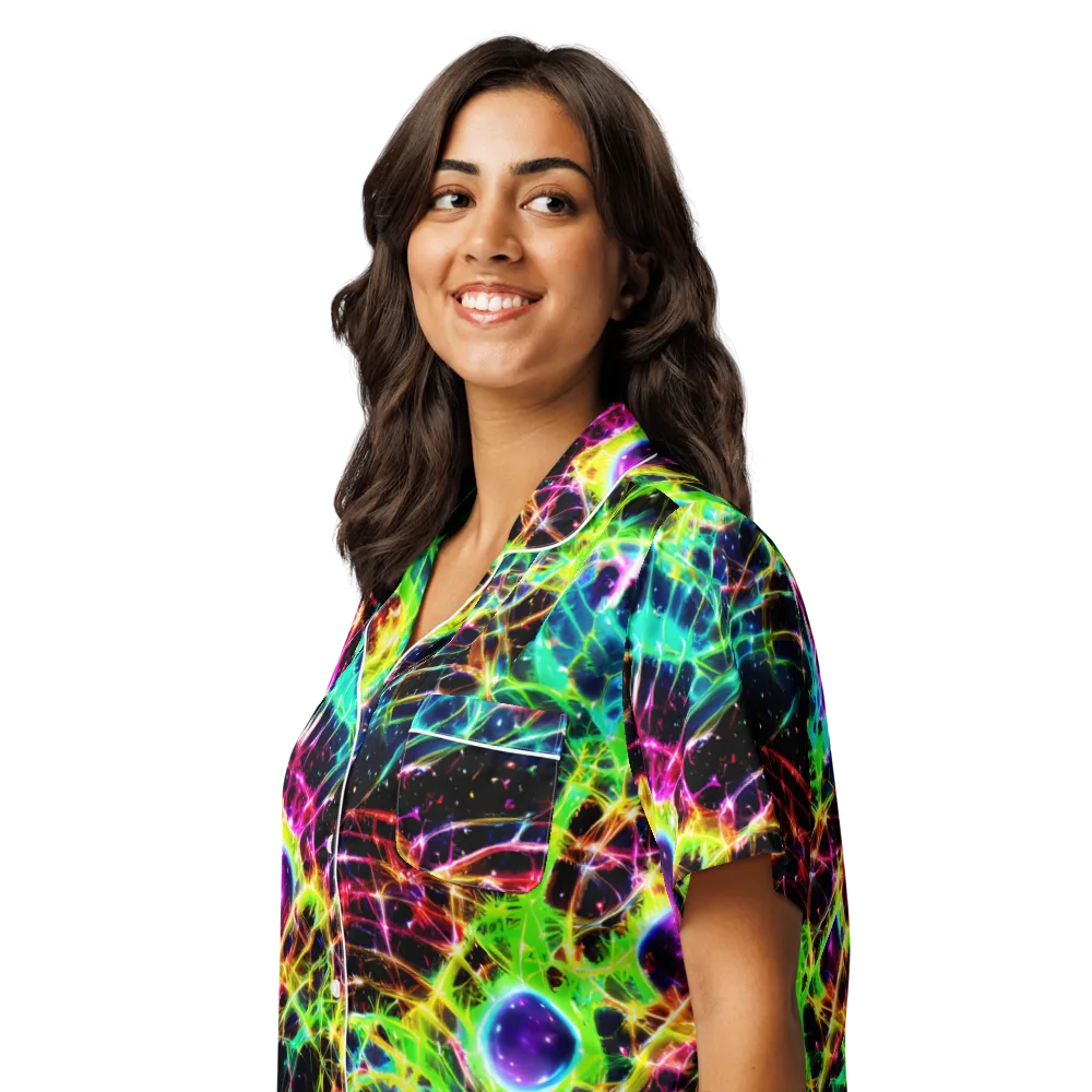 Galactic Tangled Light on Women's Short Sleeve Pajama Top — Left Front