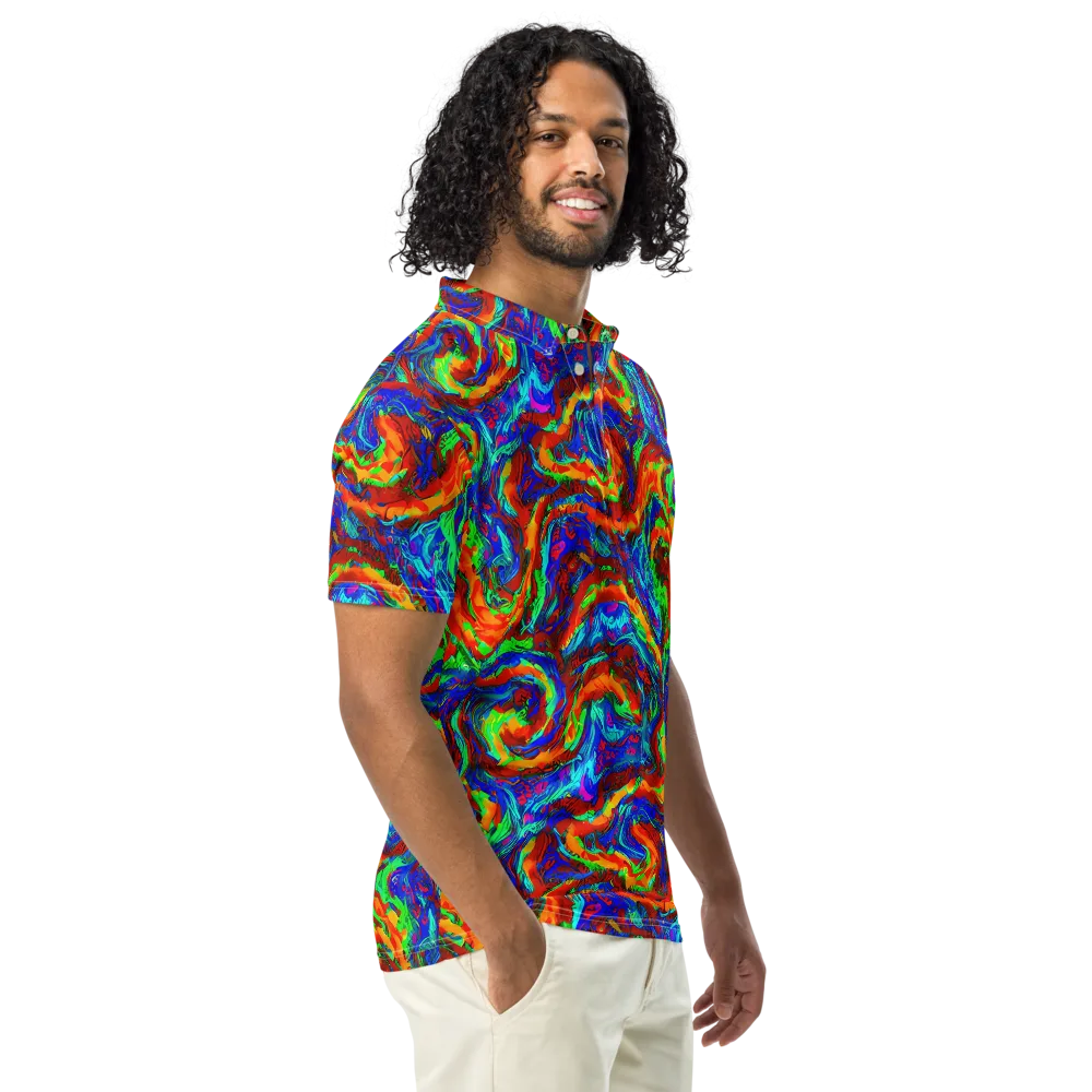 The Chromatic Rush on Men's Slim Fit Polo Shirt — Right Front