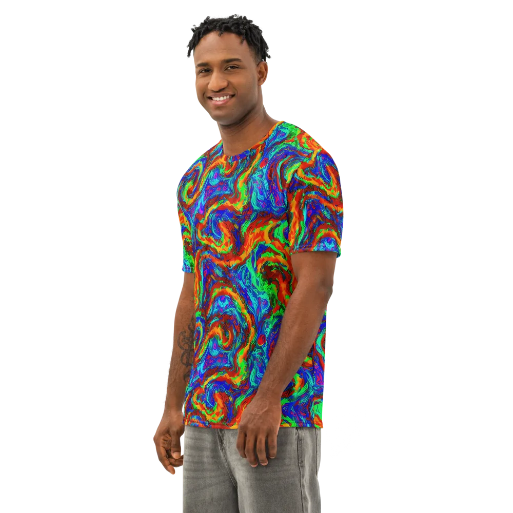 The Chromatic Rush on Men's Cotton Crew Neck T-Shirt — Left Front