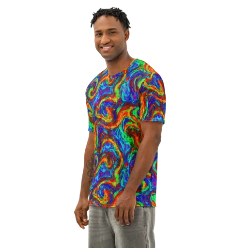 The Chromatic Rush on a Men's Cotton Crew Neck T-Shirt