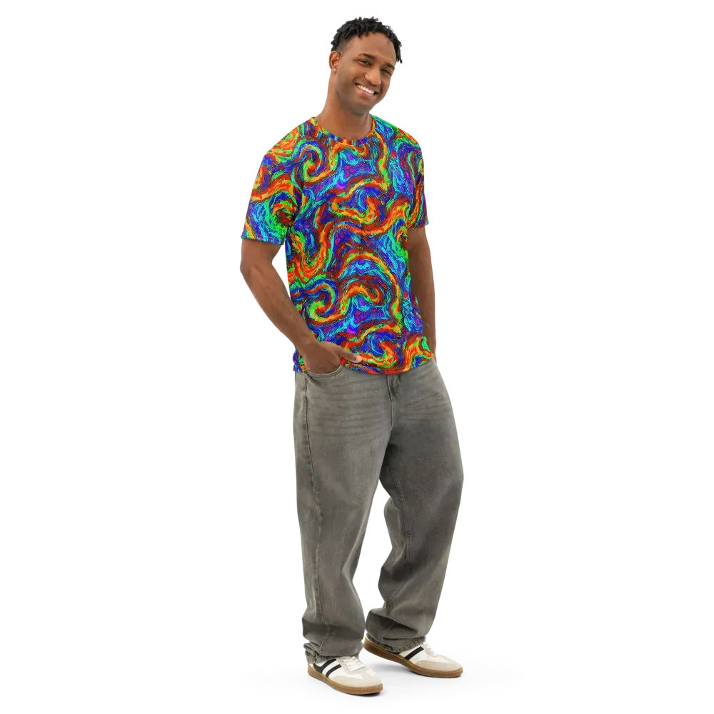 The Chromatic Rush on Men's Cotton Crew Neck T-Shirt — Right Front