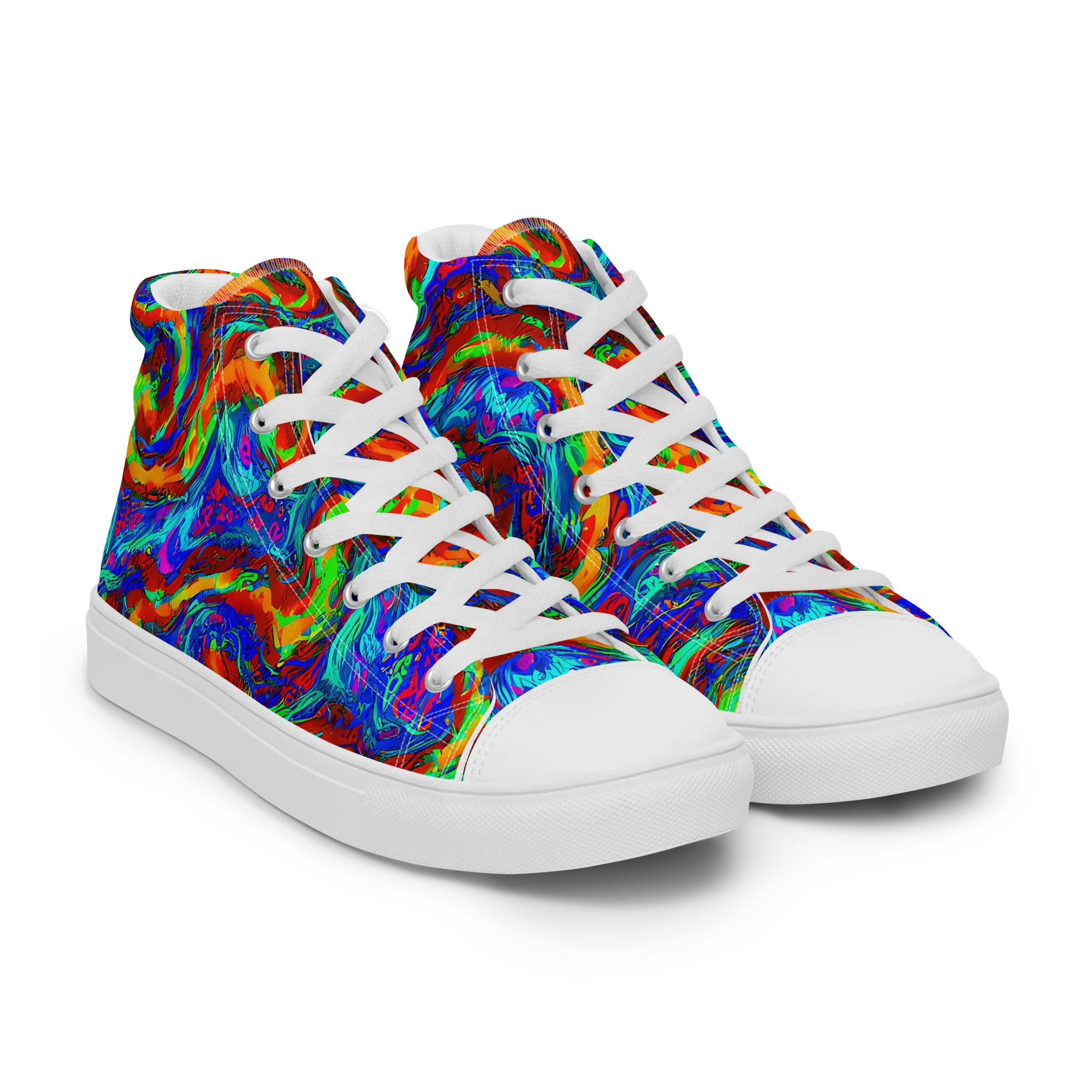 The Chromatic Rush on Men's High Top Canvas Shoes — Right Front
