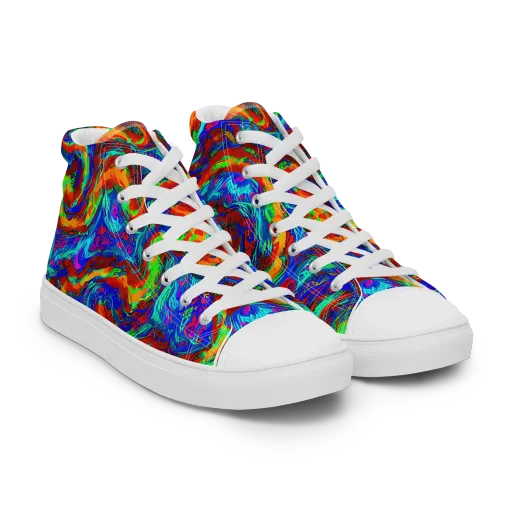 The Chromatic Rush on a Men's High Top Canvas Shoes